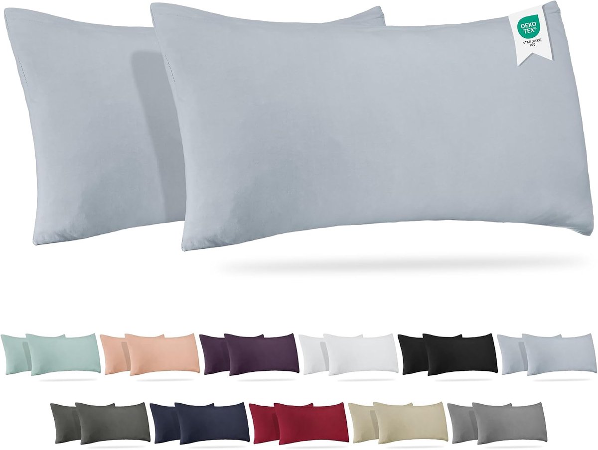 Barbons Kussenslopen 40 x 80 2-delige set – 165 g/m² Oeko-TEX gecertificeerd hoofdkussenbeschermer 100% Jersey katoen - ShopVlot