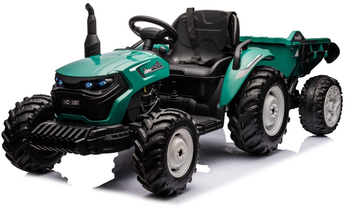 Elektrische kindertractor met aanhanger - Elektrische Kinderauto - 24V - met Afstandsbediening - Groen