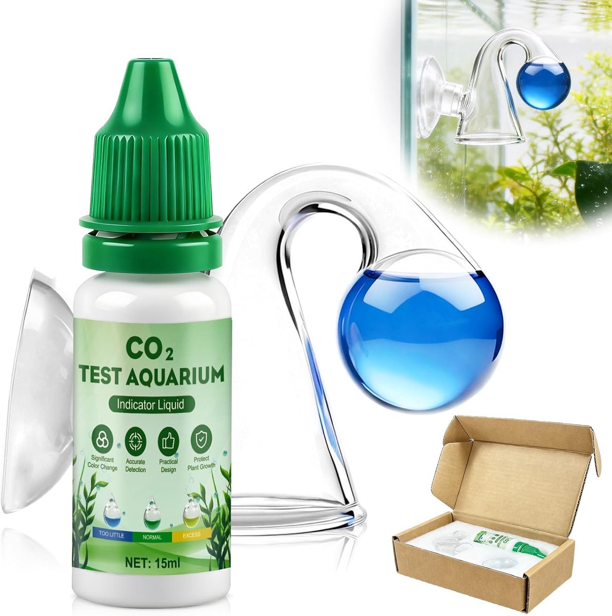 CO2-duurzaamheidstest aquarium 15 ml - indicatoroplossing - nauwkeurige meting - SnelShoppen