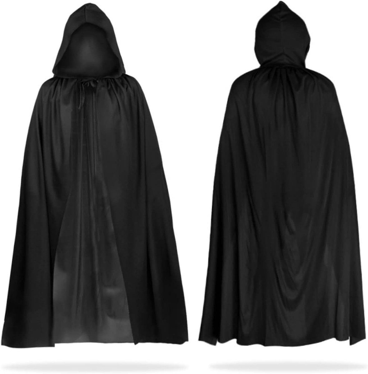 Zwarte Halloween Cape met Kap voor Cosplay en Feestkleding voor Volwassenen en Kinderen - Perfect voor Halloween en Themapartijen