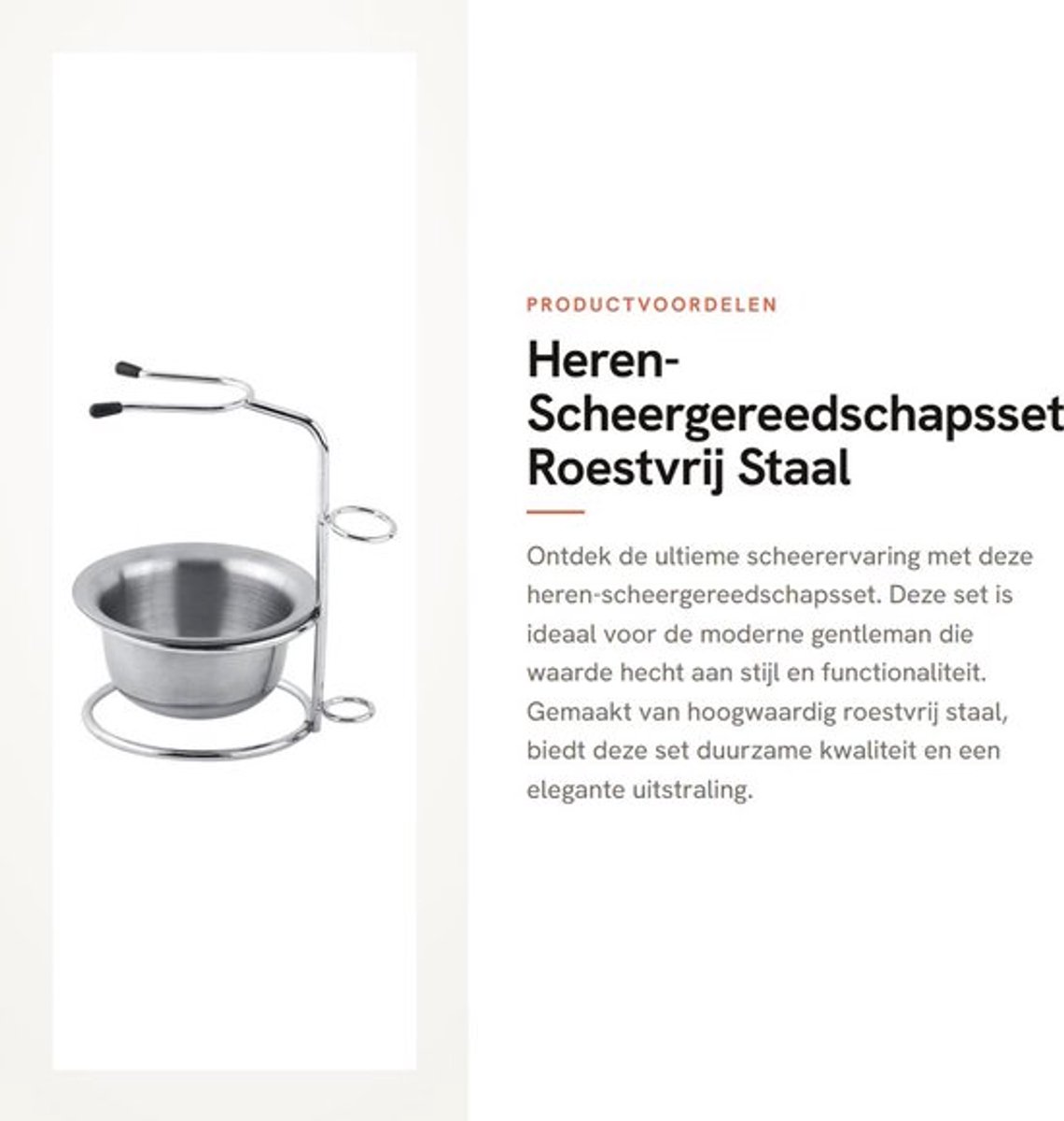 Scheergereedschapsset Roestvrij Staal - Scheerstandaard - Scheerschaal - Scheerkwast - Scheerzeep - Duurzaam en Praktisch - Scheerset