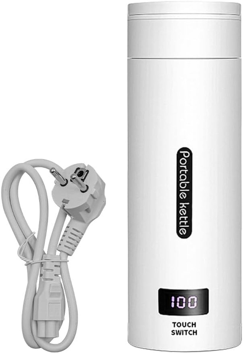 SnelShoppen 500ml Reisketel Elektrische Waterkoker met LED Temperatuurweergave en Automatische Uitschakeling voor Camping Keuken en Reizen Wit R