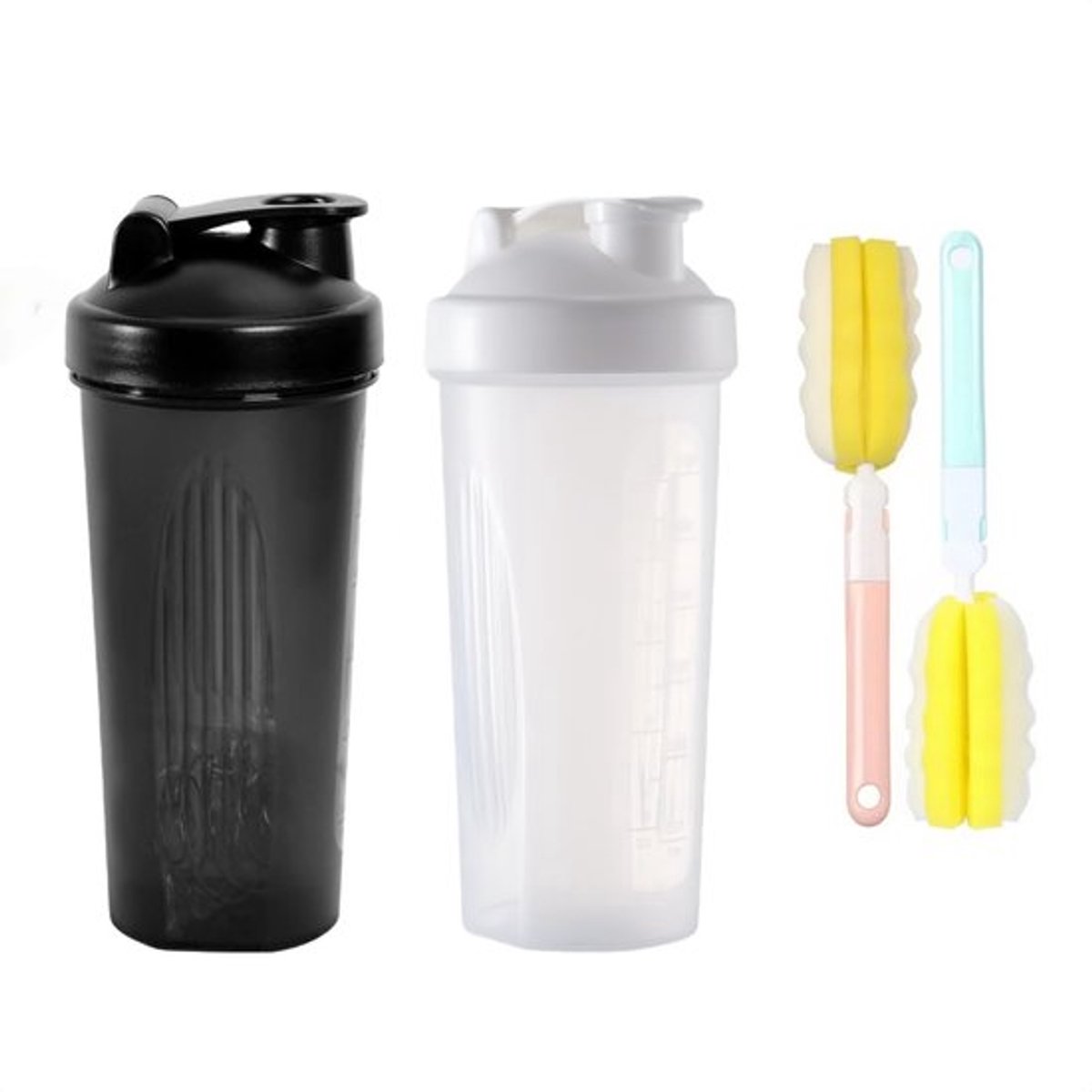 Shaker 700 ml - RVS - Antislip - Mengbal - Lekvrij - Voor Sporters - Inclusief 2 Reinigingsborstels - Proteïne Shaker