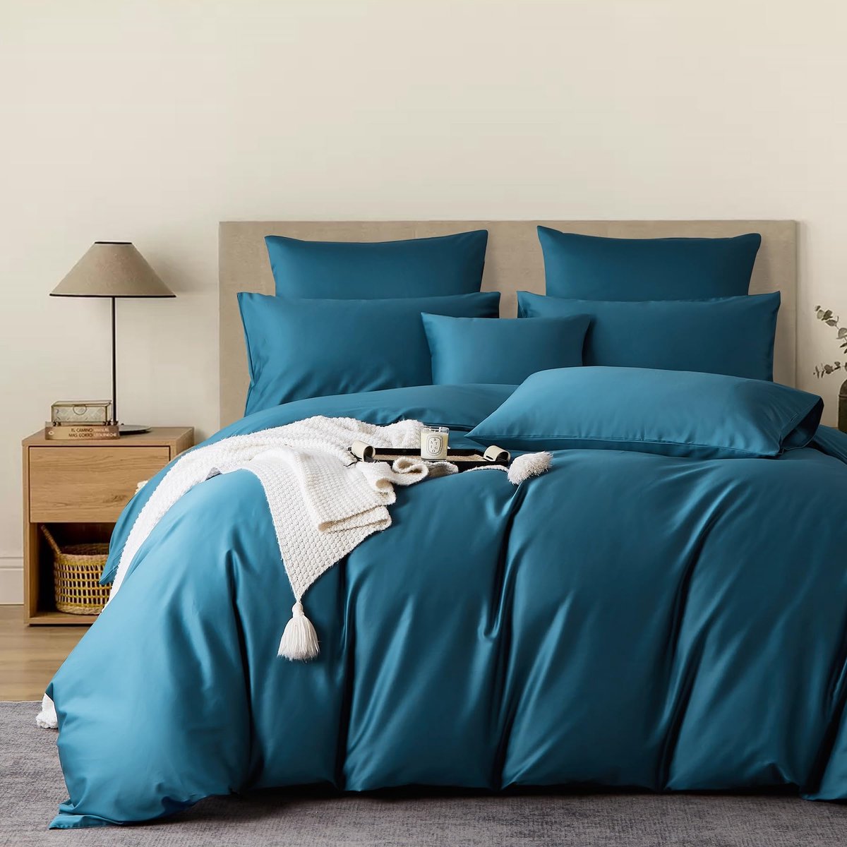 SnelShoppen - 3-delige Beddengoedset Satijn 220 x 240 cm - Petrol - Inclusief Dekbedovertrek & 2 Kussenslopen 80 x 80 cm - 100% Langstapelig Katoen -