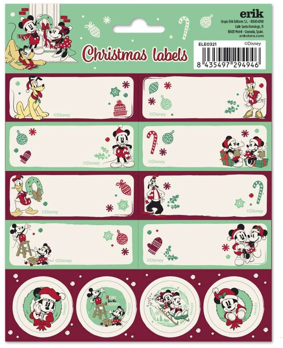 Grupo Erik Disney Mickey Mouse - Christmas SelfAdhesive Labels Zelfklevende etiketten - Multicolours