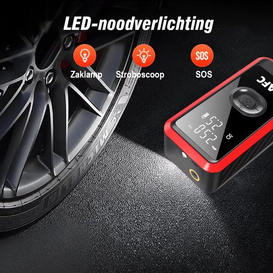 EAFC Compressor Bandenpomp - Elektrische Fietspomp - Draagbare Luchtcompressor - Fiets/Auto/Motor/Bal/Luchtbed - Met SOS functie - Tot 10.3 bar -4500 mAh — afbeelding 3