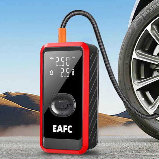 EAFC Compressor Bandenpomp - Elektrische Fietspomp - Draagbare Luchtcompressor - Fiets/Auto/Motor/Bal/Luchtbed - Met SOS functie - Tot 10.3 bar -4500 mAh — afbeelding 5