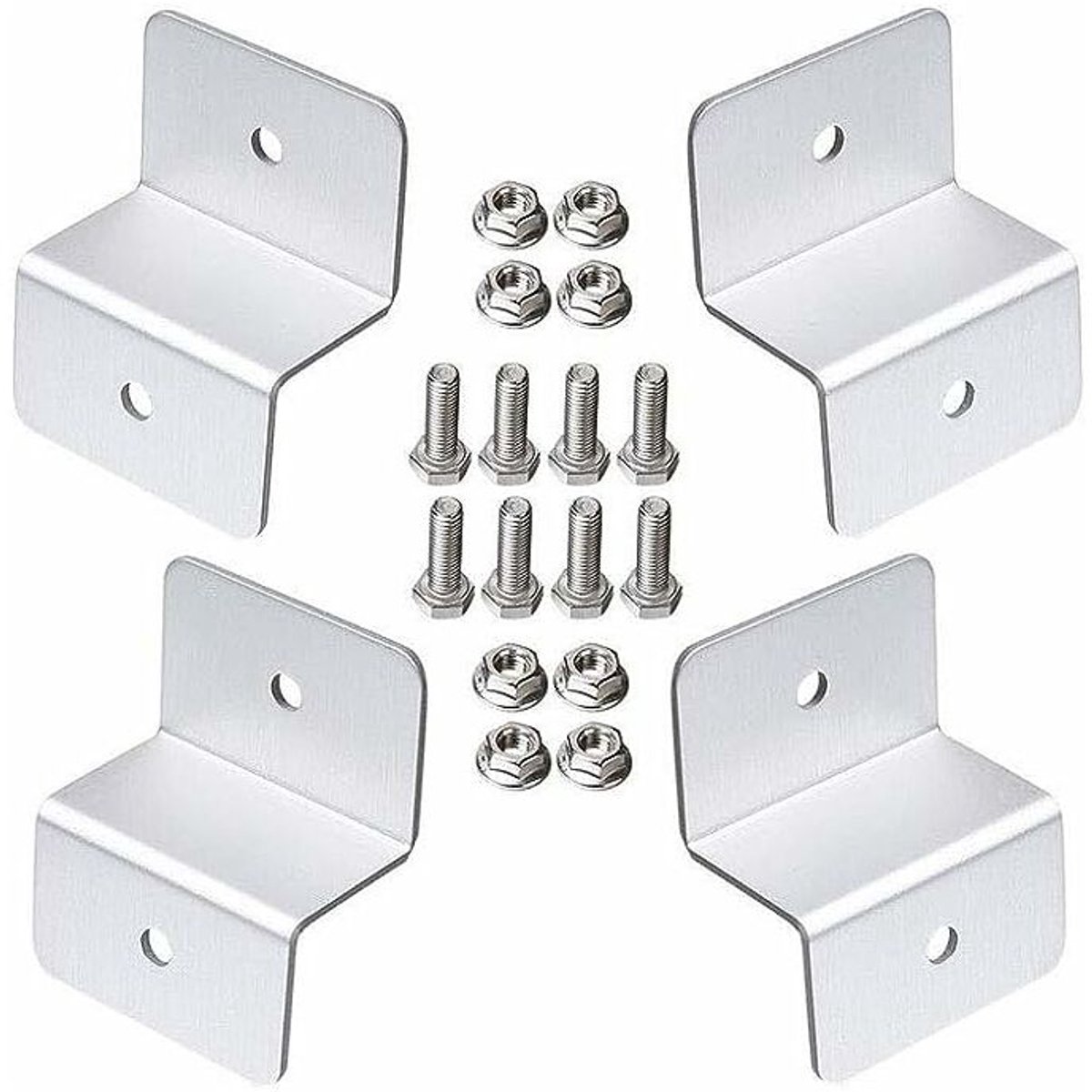 Set van 4 Z-beugels voor zonnepanelen – geschikt voor campers, boten, auto's, vrachtwagens, caravans en platte daken – gemaakt van aluminiumlegering (zilver)