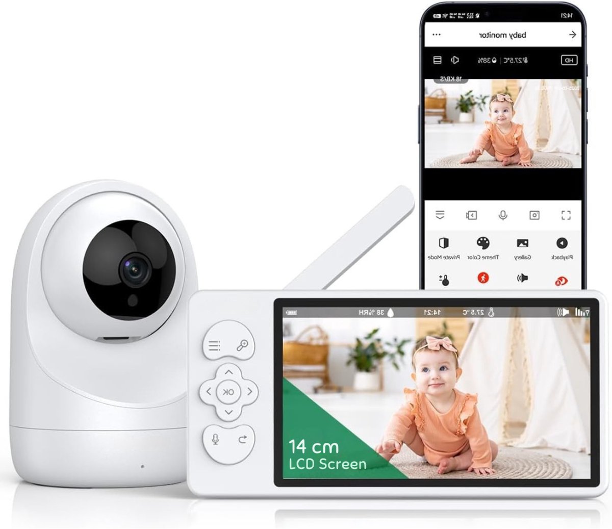 ApexArte® Baby Monitor Met Camera – Babyfoon Met App – Babycamera - Wit