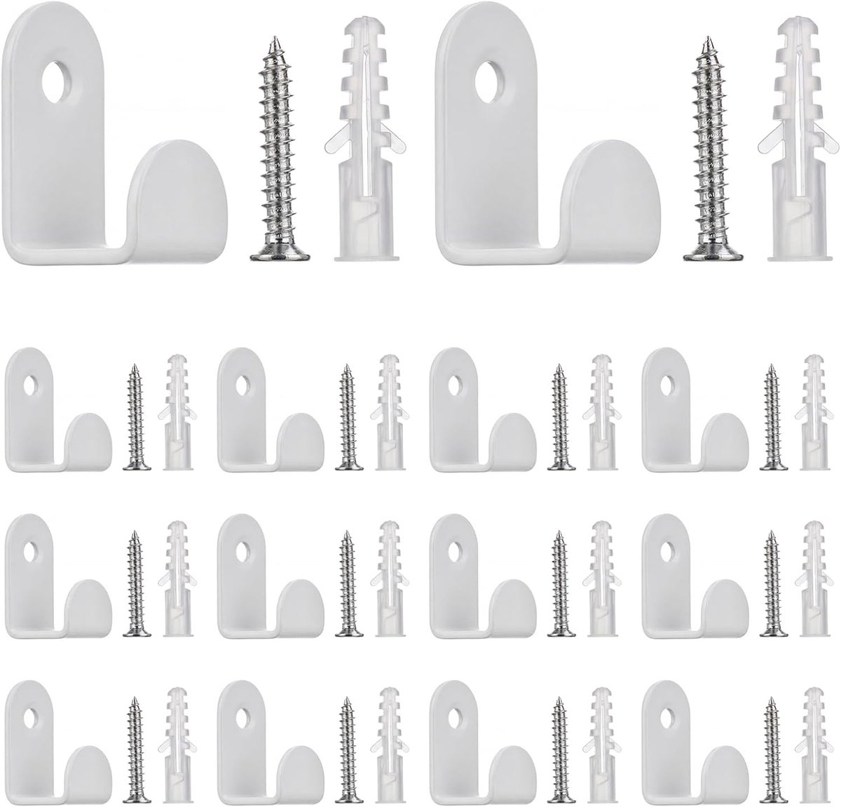 Witte Haken - Kapstokhaken Wandmontage - Item Organiseren - Hoog Draagvermogen - 14 Stuks - Wit