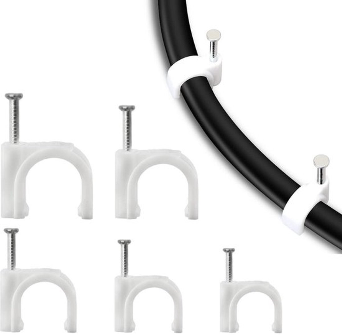 Kabelklemmen - Zelfklevende clips - Praktische set van 100 - Voor het organiseren van kabels - Ideaal voor ledlampen, USB-kabels en meer