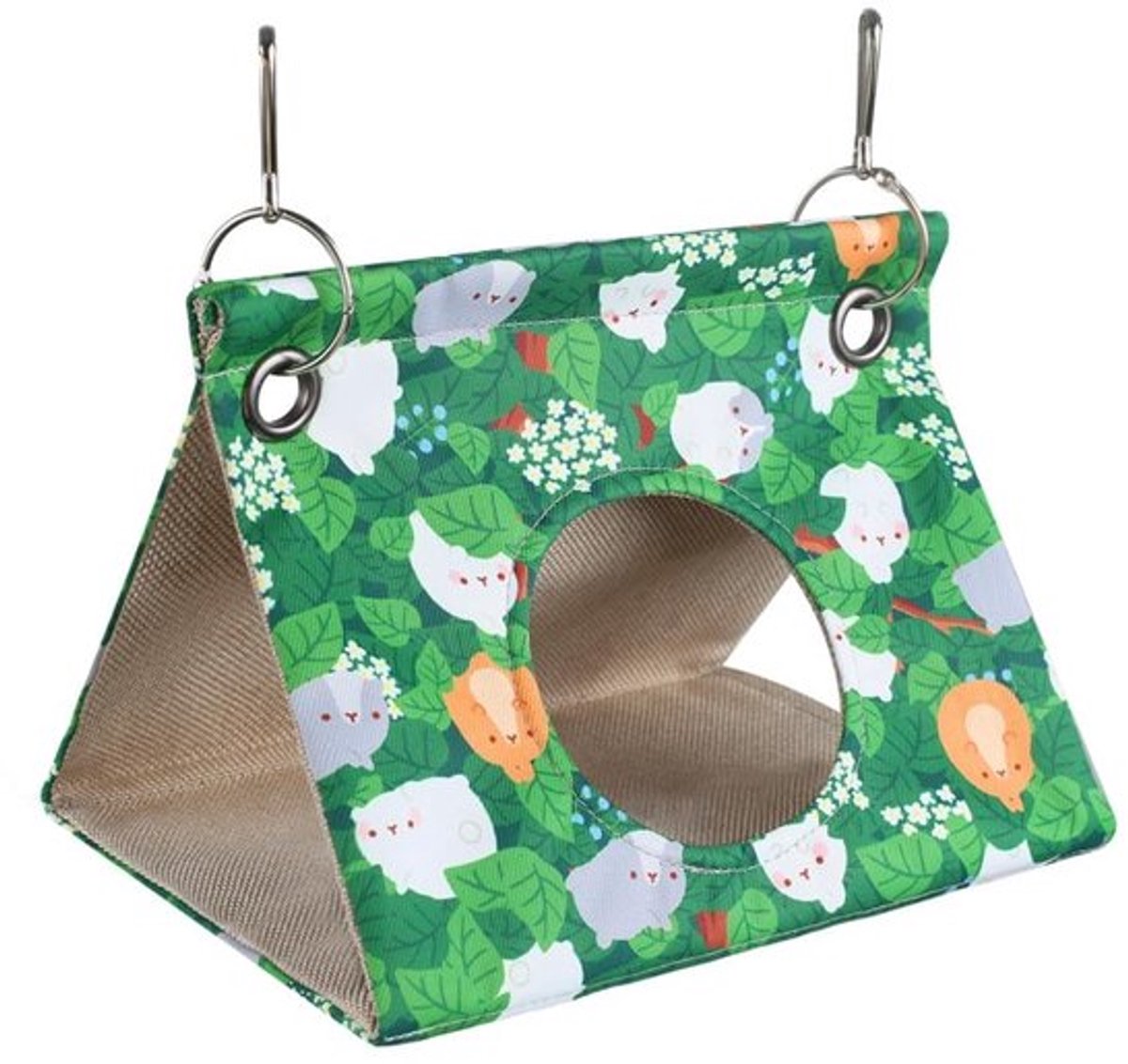 Vogelhangmat Ademend - Papegaaienhuis - Polyester - Metalen Hangende Gesp - Afmetingen S: 17x10x12cm - Geschikt voor Pioenrozen - Vogelnest