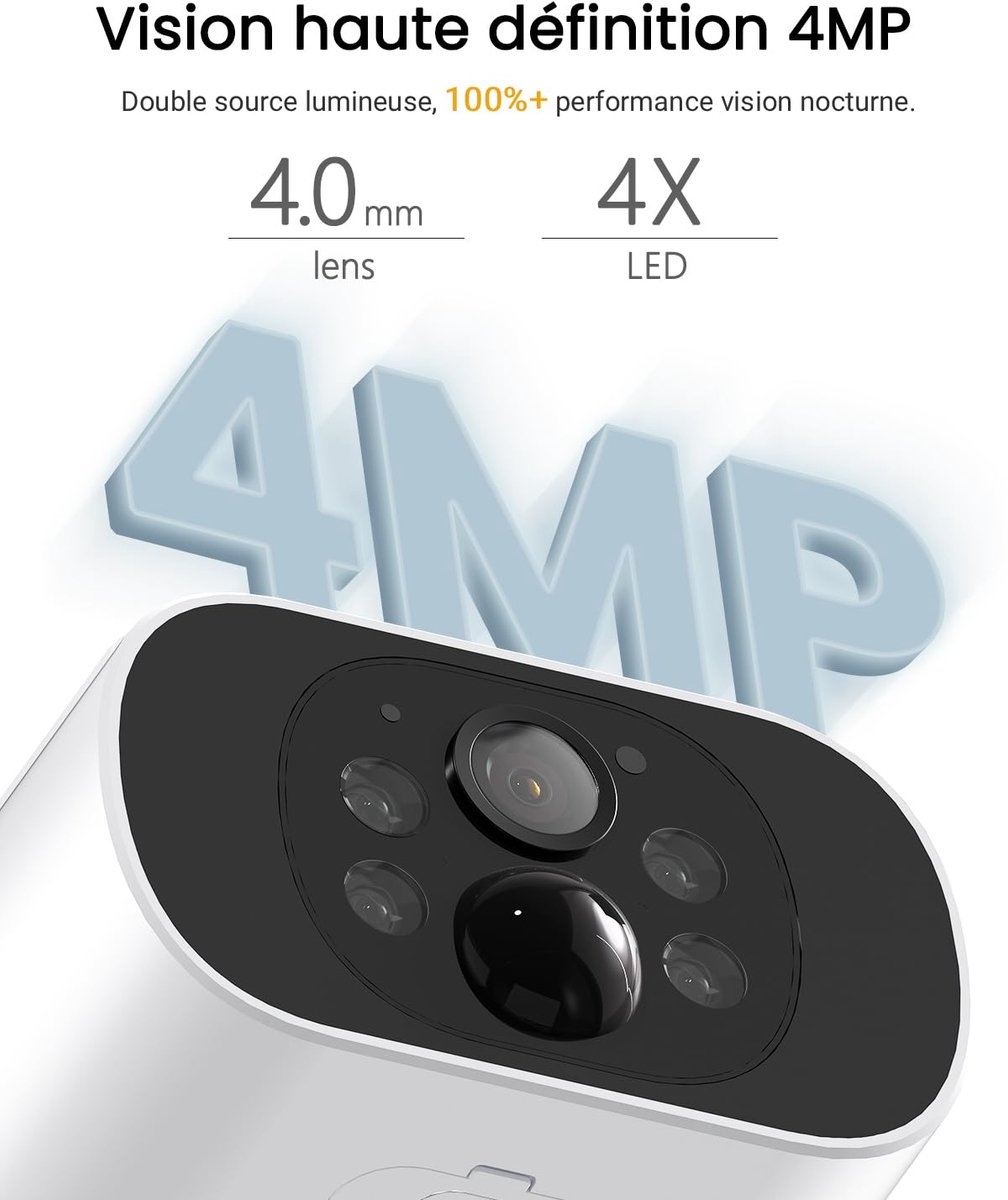 SnelShoppen - Bewakingscamera Set 4 MP voor Buiten, WLAN-camera met Zonne-energie, Personenherkenning, PIR Bewegingssensor, Zonder Abonnement, Tuin Ve
