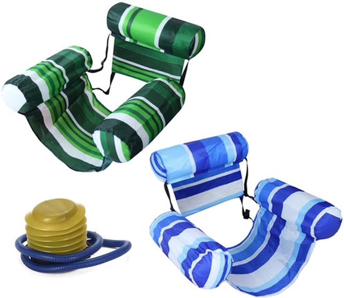 Opblaasbare zwembadmatrassen voor volwassenen, set van 2 drijvende ligstoelen, robuust opblaasbaar zwembadoppervlak voor volwassenen, perfect voor feestjes, zomerse watersporten, strandplezier en drijvende stoelen aan het meer.
