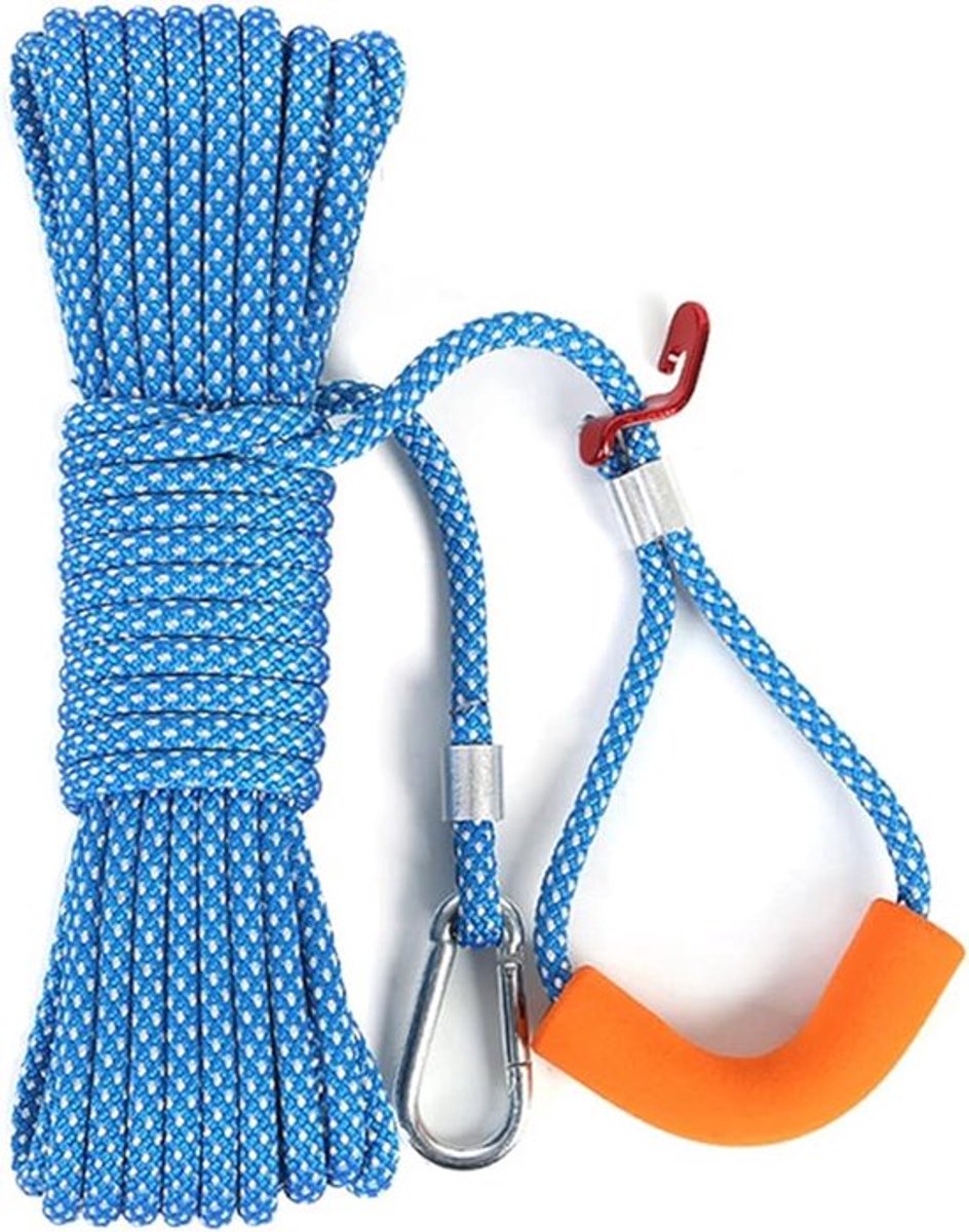 15 meter lange, verdikte waslijn, geschikt voor tuin en buitengebruik, gemakkelijk op te spannen, blauw.