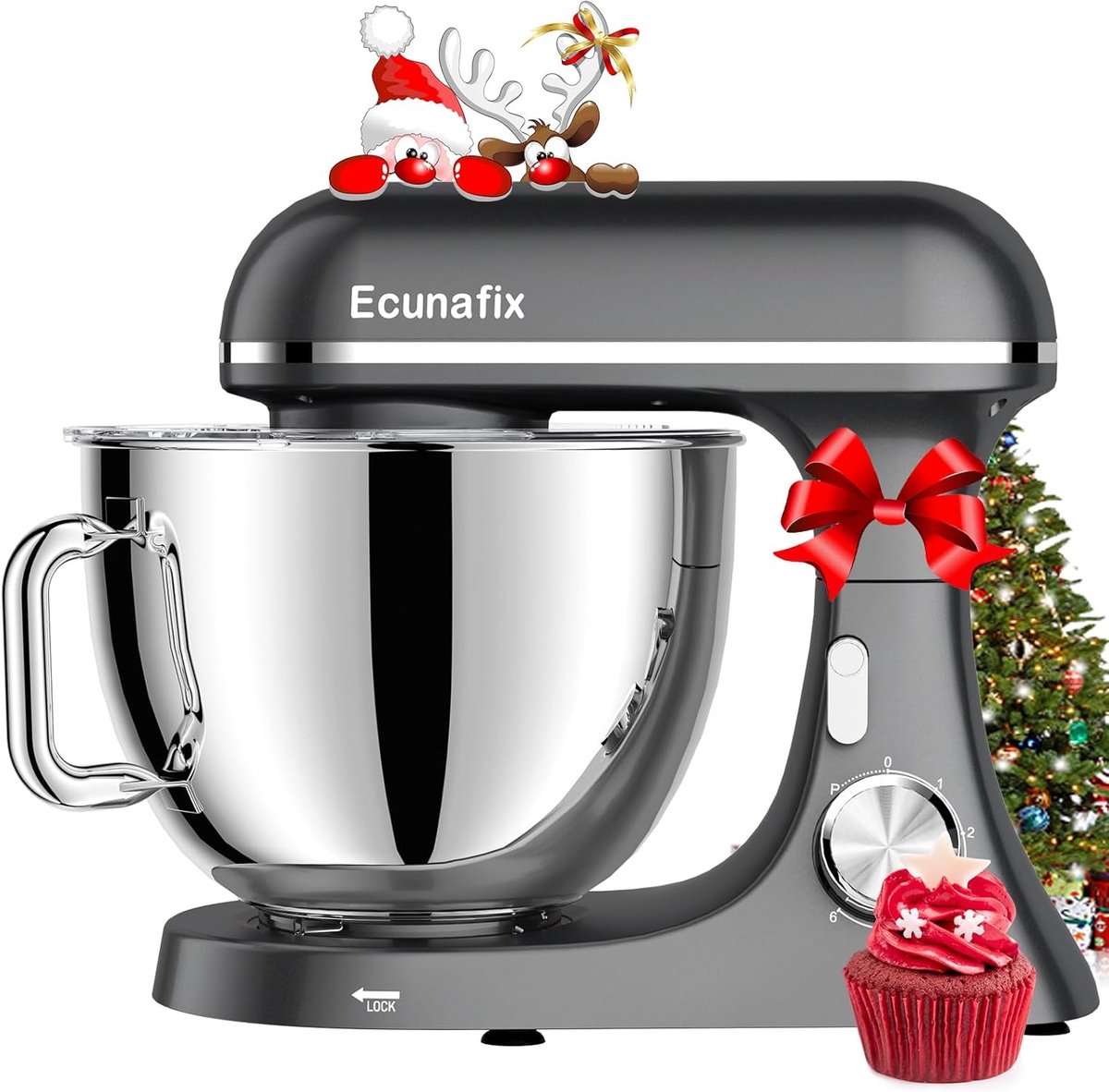 SnelShoppen - Ecunafix 3-1 Multifunctionele Keukenmachine 2000 W - Blender, Mixer, Hakmolen, RVS, 3-in-1 Keuken Gadget voor Koken, Bakken, Smoothies,