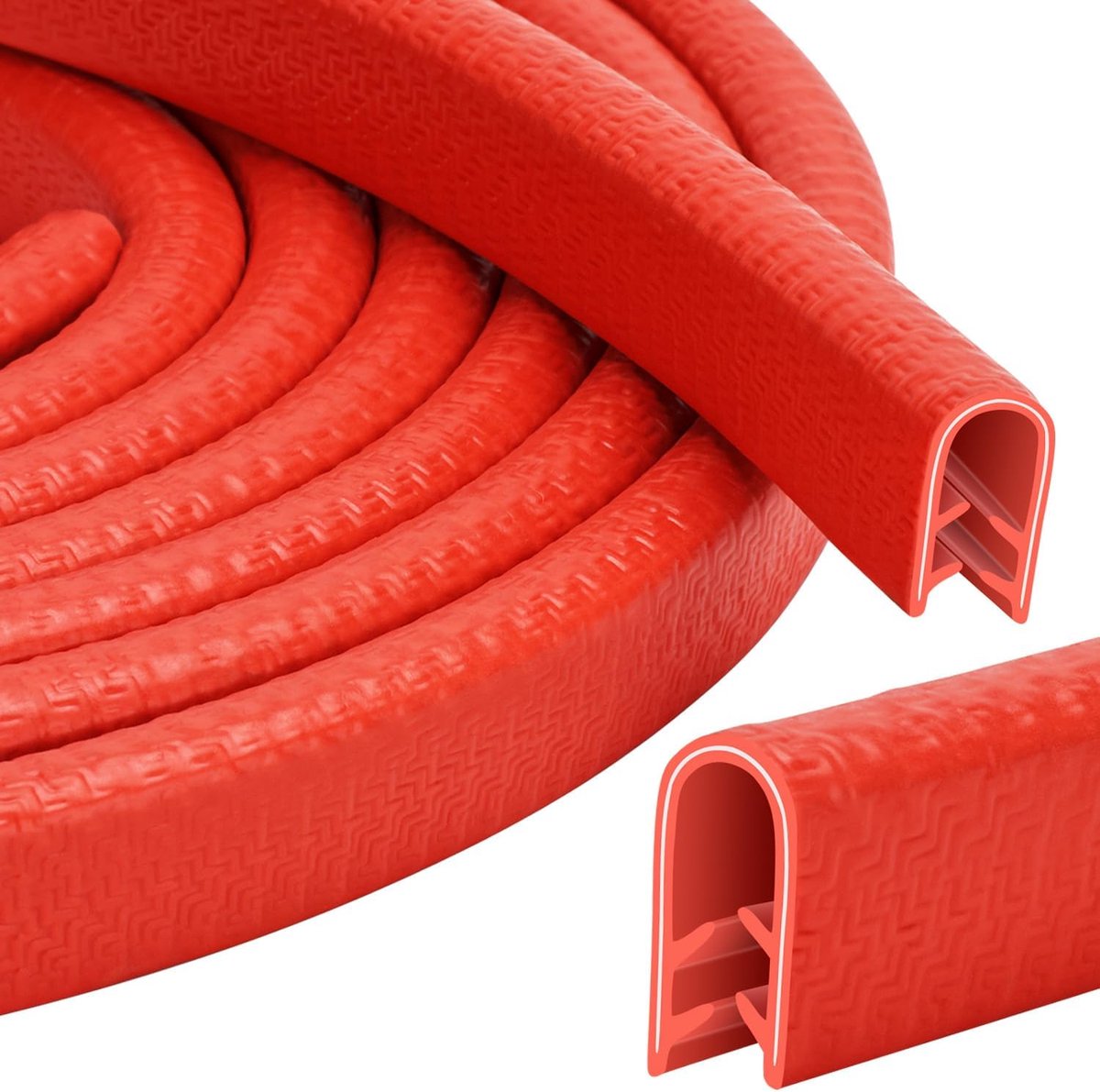 SnelShoppen - Car Door Edge Protector en Rubber Profielen, Randbescherming voor Auto's, 5 Stuks, Rood, 2mm Dikte, Ideaal voor Delen van Blik en Klemge