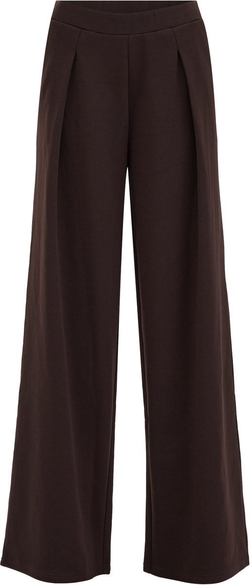 WE Fashion Dames jersey wide leg broek van sweatstof met bandplooi
