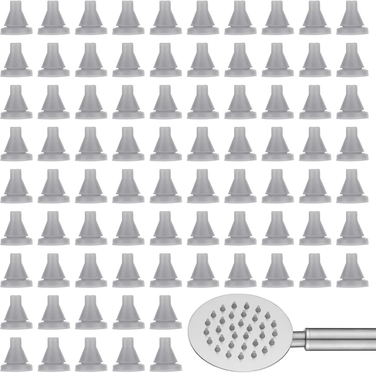 SnelShoppen - Vervangdouchekop Nozzle voor Siliconen Douches, Regen, Universele Besproeiing, Gatdiameter 4mm, 80 Stuks, Grijs, Duurzaam en Veilig