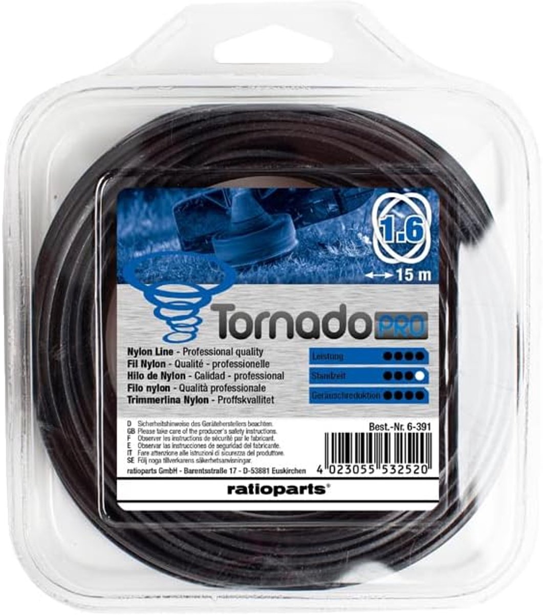 Trimmerdraad 1,6 mm - Nylondraad - Zwart - Sterk en duurzaam voor gazononderhoud - ShopVlot