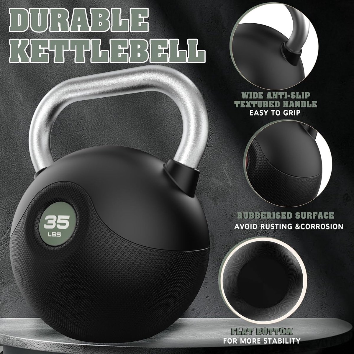 SnelShoppen - Kettlebells 18 kg Gewichtenset voor Krachttraining - Anti-Slip Greep - Full-Body Workout Thuis Gym - Groene Kettlebells voor Thuis Fitne