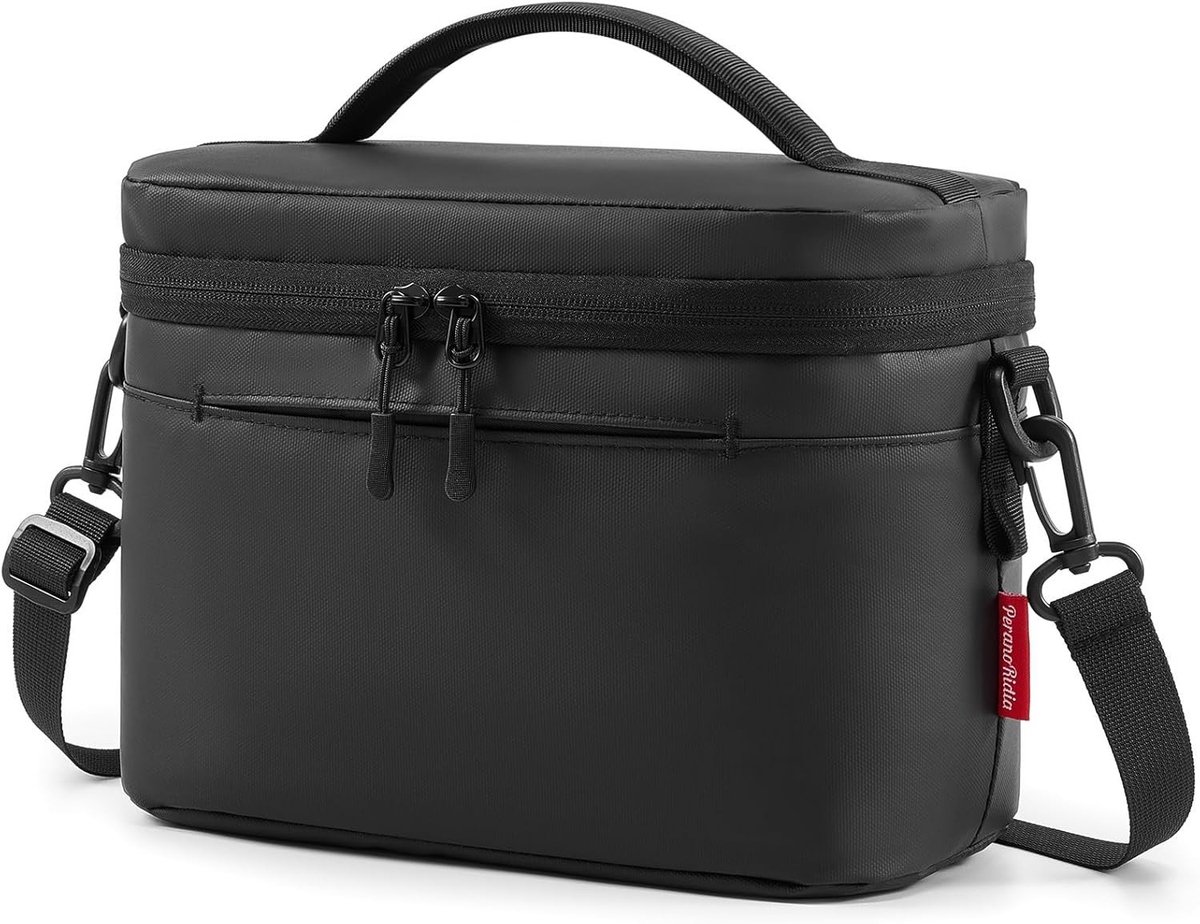 Isolerende Lunchtas voor Volwassenen - Draagbare Koeltas voor Werk, Reizen en Picknicks, 6.5L Zwart met PU Coating