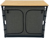 EveBase Flex 100 - Campingkast - Inklapbare Opbergkast met Bovenblad - Bamboe - Grijs/Zwart