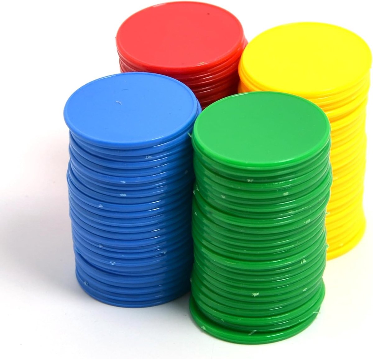 Opaque Plastic Leather Mini Poker Chips - 100 Stuks in 4 Kleuren met Opbergdoos - Spel Tokens voor Poker en Bordspellen
