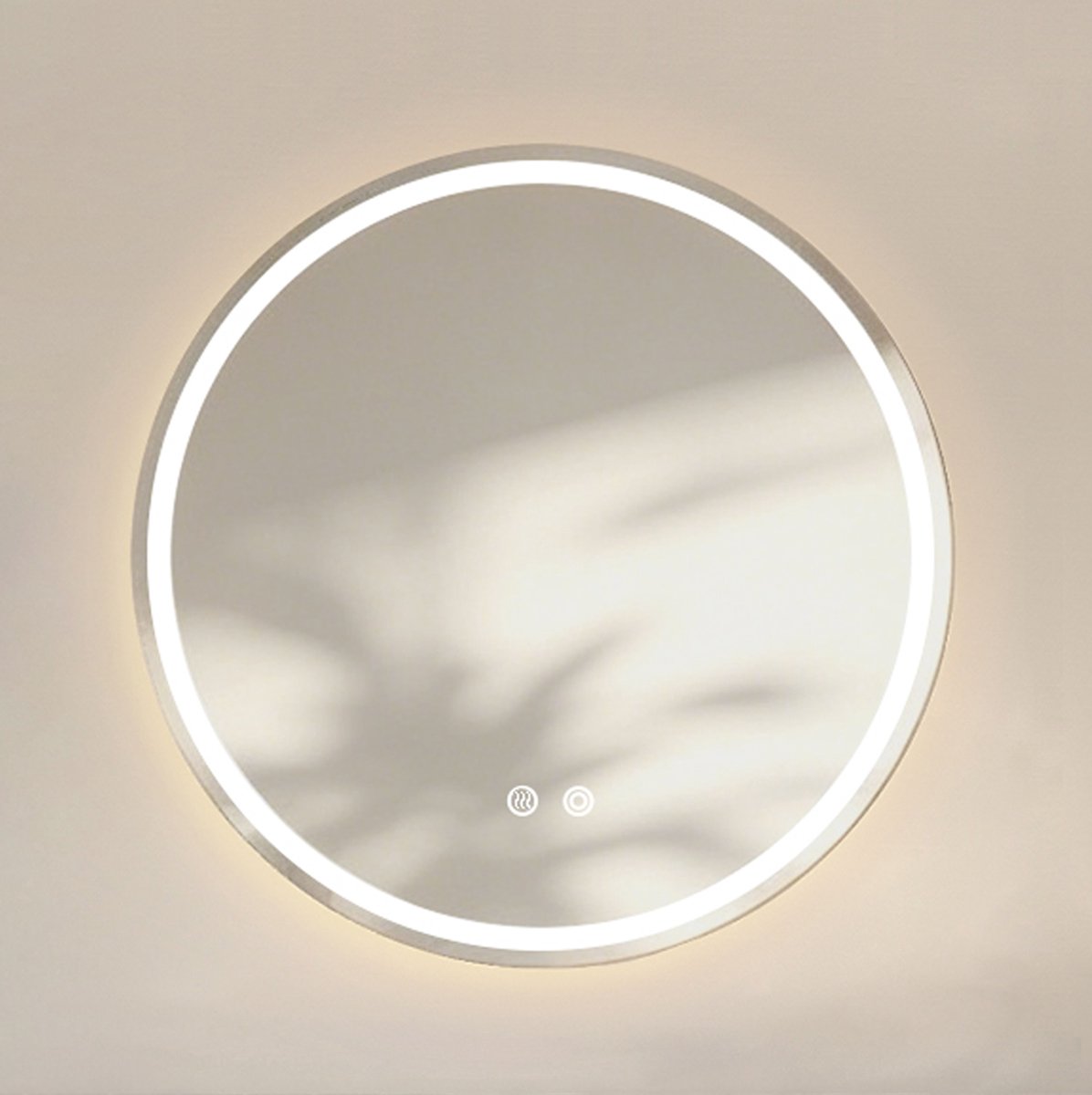 Badkamerspiegel Rond 60 Cm Met Verlichting Dimbaar Anti Condens Zilver Glas Wandspiegel Voor Moderne Badkamer