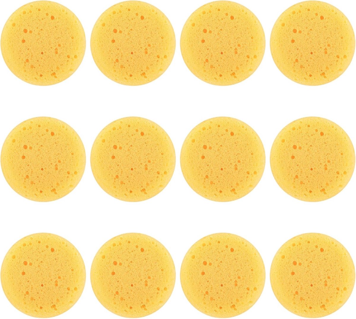 Set van 12 ronde natuurlijke schoonmaaksponzen voor afwassen, milieuvriendelijk en geurloos, ideaal voor keuken en badkamer, 7 x 7 cm