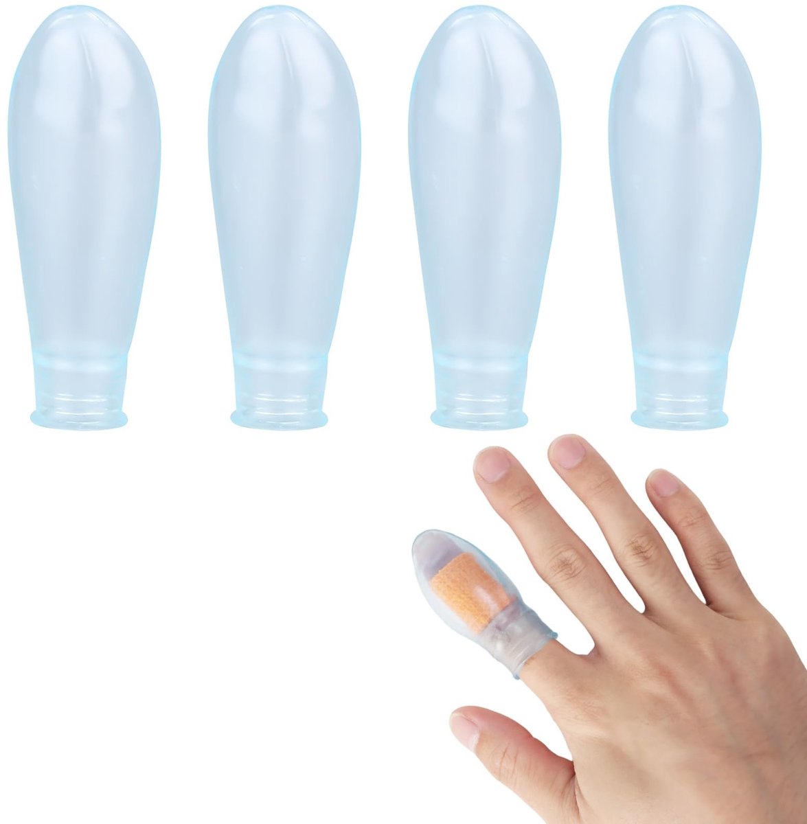longziming -Siliconen Waterdichte Vingerbeschermers 4 Stuks - Herbruikbare Vingerhoezen - Inclusief Fixatieband - Voor Tuinieren, Klussen, Manicure en Dagelijks Gebruik