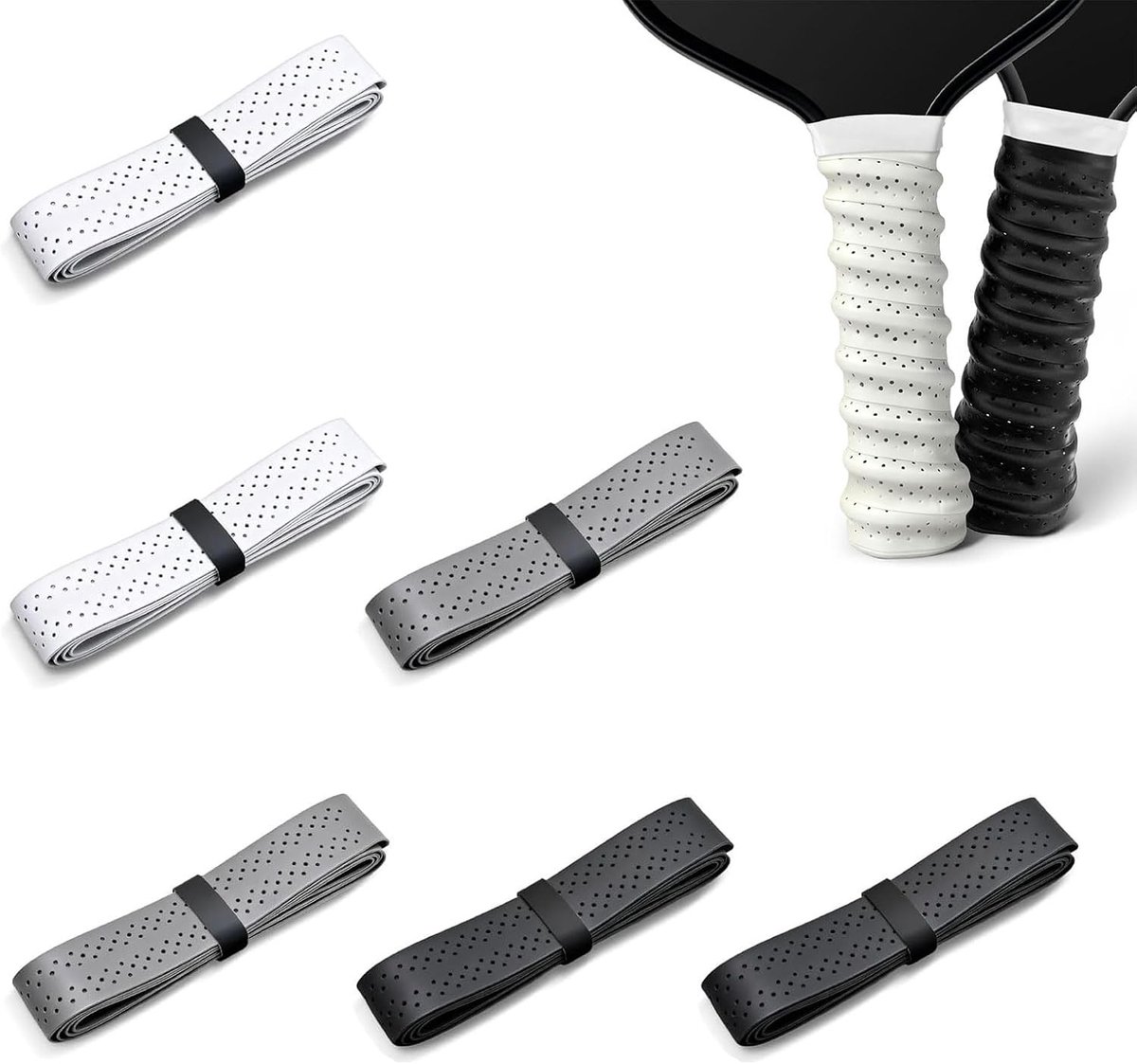 Ribbelige Pickleball Overgrip Griffband 6 Stuks, Antislip en Vochtabsorberend voor Racket Handvatten, Ideaal voor Tennis en Badminton