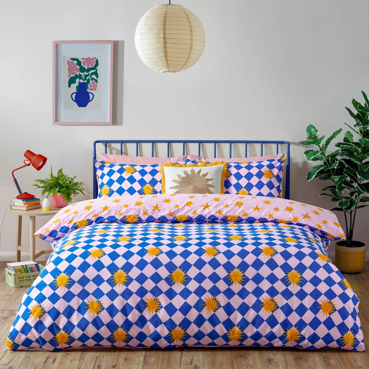SnelShoppen - Antares Dekbedovertrek Set - Omkeerbaar Polycotton - Veelkleurig Dambord - King Size - Perfect voor Slaapkamer en Gastenkamer