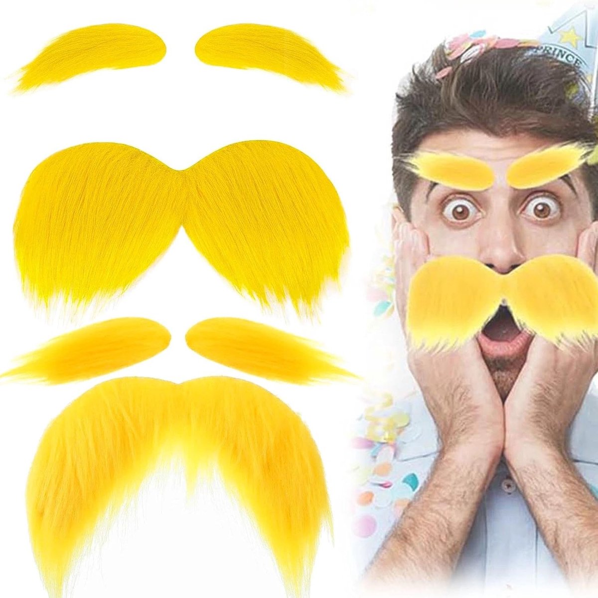 Set van 2 Nepwimpers, Snor en Baard Accessoires voor Verkleedpartijen, Kerstfeest en Cosplay Kostuums