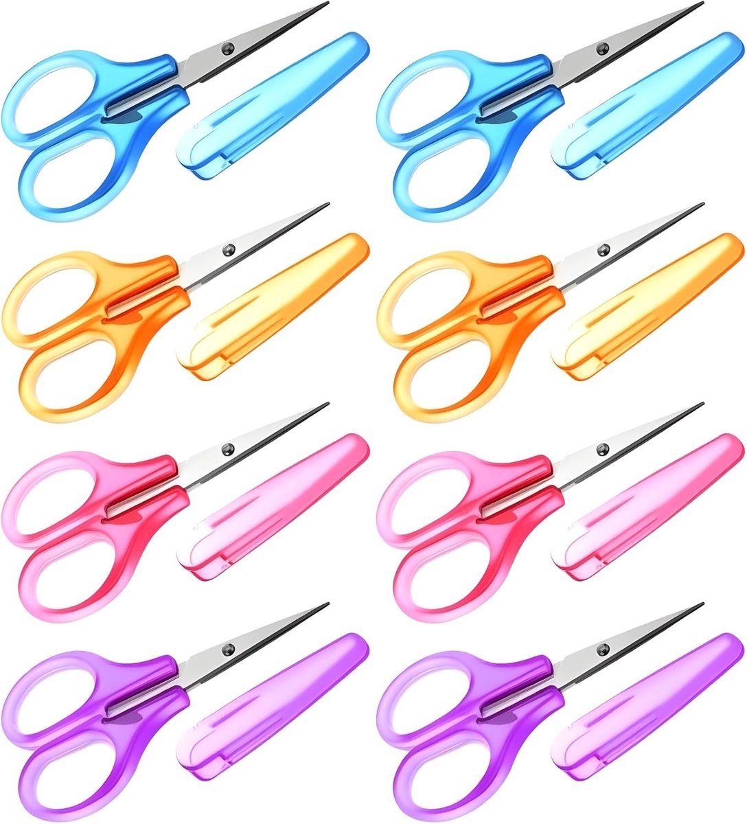 Set van 8 Kinder Scharen, 9 cm Kleine Papieren Scharen, Veilige Ronde Scharen voor Knutselen en Schoolgebruik, Ideaal voor Jongens en Meisjes, Perfect voor Papier Knippen