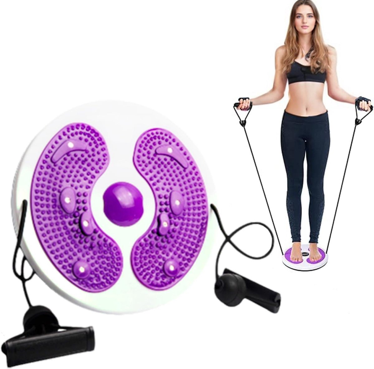 Twist Waist Disc - Draaischijf Fitness - Taille Trainen - Met Acupressuur - 27.5 cm - Lila