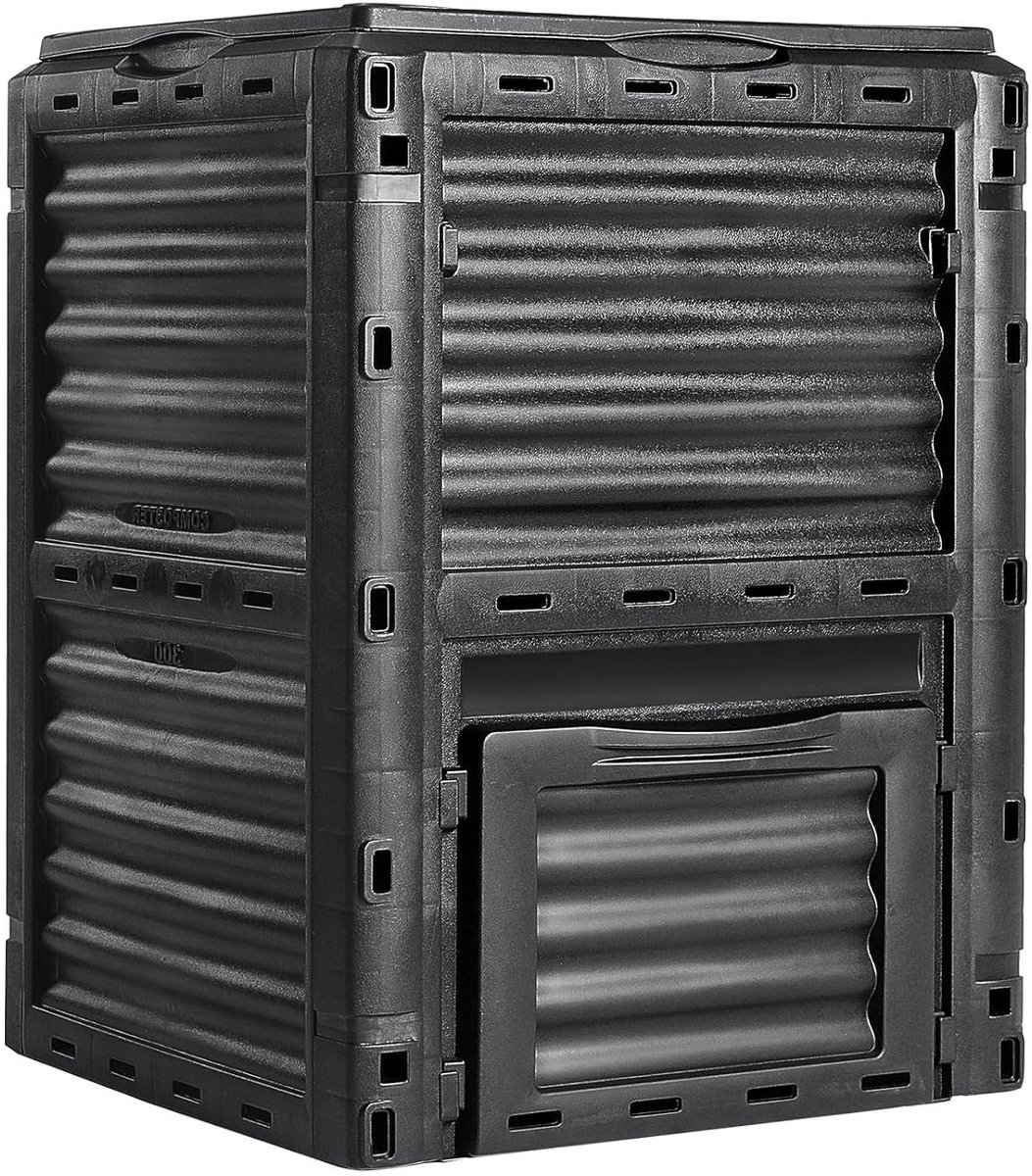 Compostbak Tuin - Grote Bak - Voedzame Grond Maken - Vierzijdige Ventilatie - 80 Gallon Capaciteit - Zwart