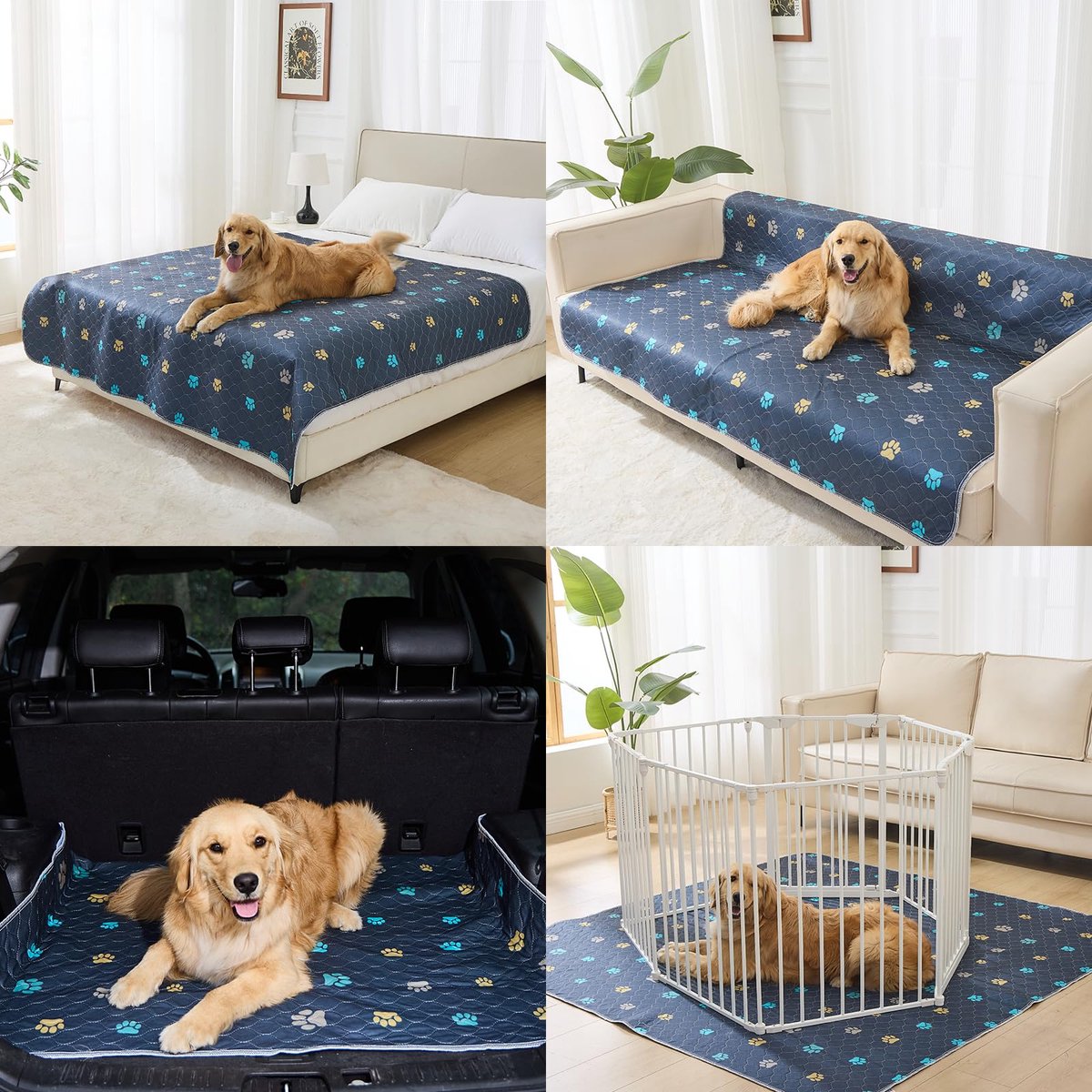 SnelShoppen - 2 Stuks Puppymatten Wasbaar 60x90 cm - Super Absorberende Herbruikbare Hondentrainingspads Incontinentieonderlegger Voor Puppy's Thuis A