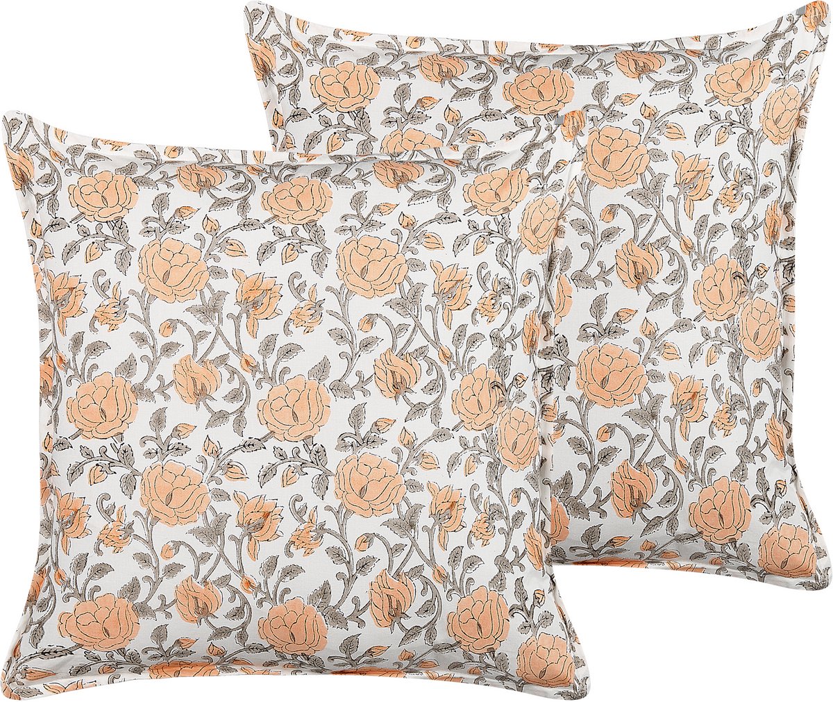 Beliani MEADIA - Sierkussen set van 2 - Gebroken wit - 45 x 45 cm - Katoen Meerkleurig