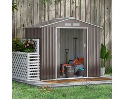 Metalen Tuinhuis 213x130x185 cm – Tuinschuur van Staal met Bodemframe, Schuifdeuren en Ventilatie – Weerbestendig – Lichtgroen