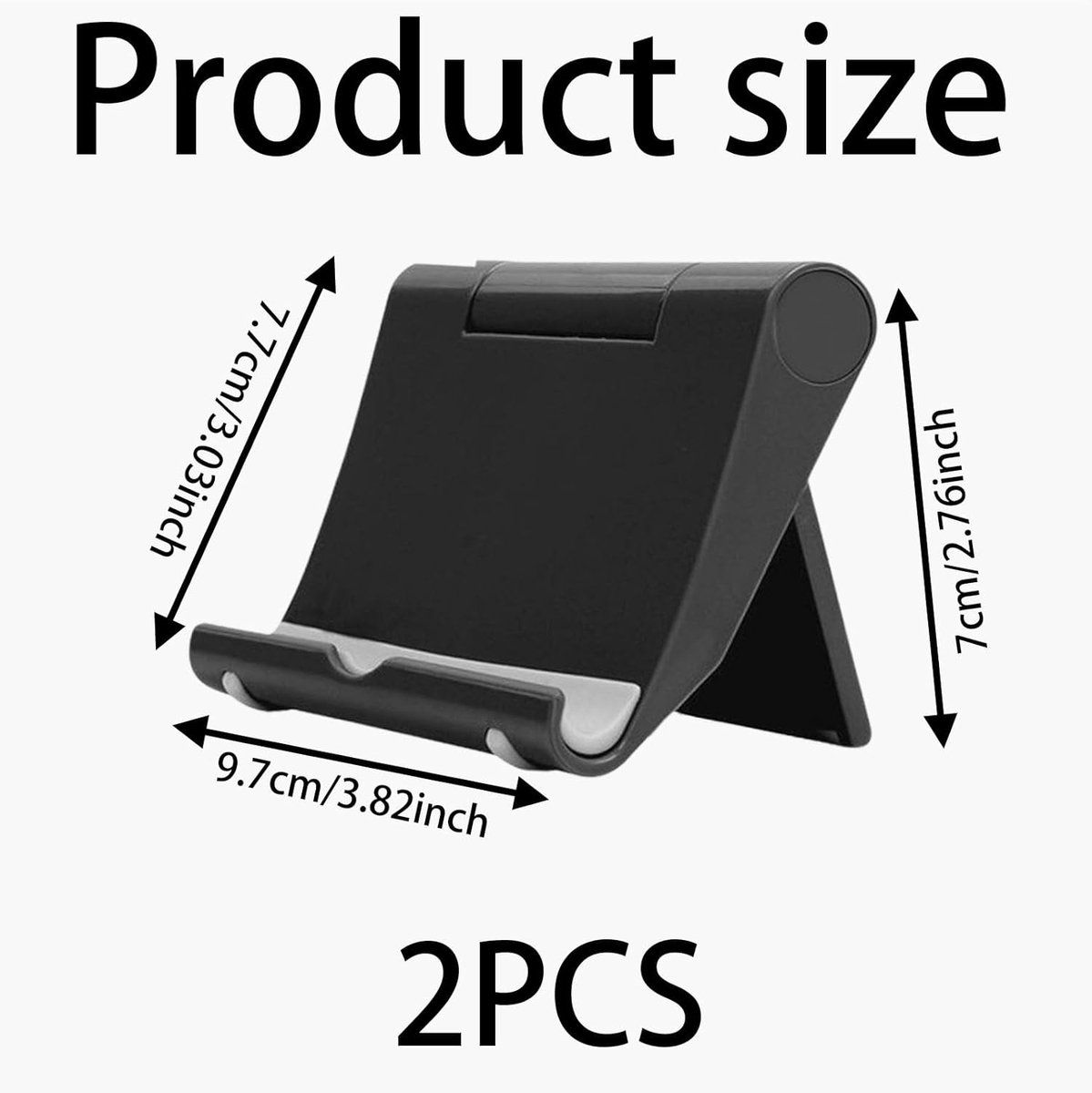LISM-Twee opvouwbare, in meerdere hoeken verstelbare plastic telefoonhoesjes, Geschikt voor iPhone 16/15/14/13/12, Samsung/Xiaomi en andere smartphones (zwart).