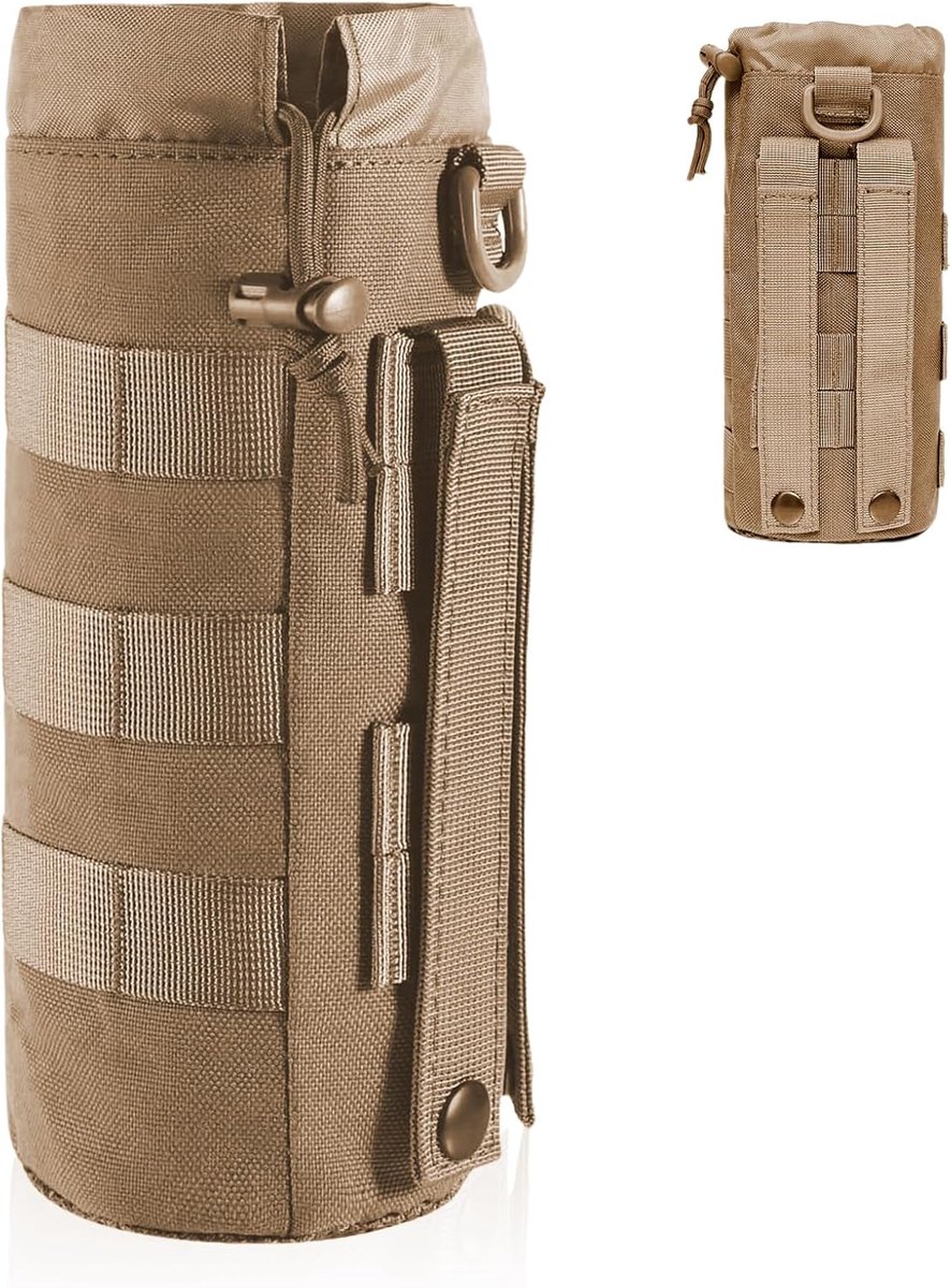 SnelShoppen - Molle Water Bottle Holder - Tactical Water Bottle Pouch - 1000D Nylon - Praktische Molle Cup Holder met Trekkoord en Mesh Bodem voor Hik