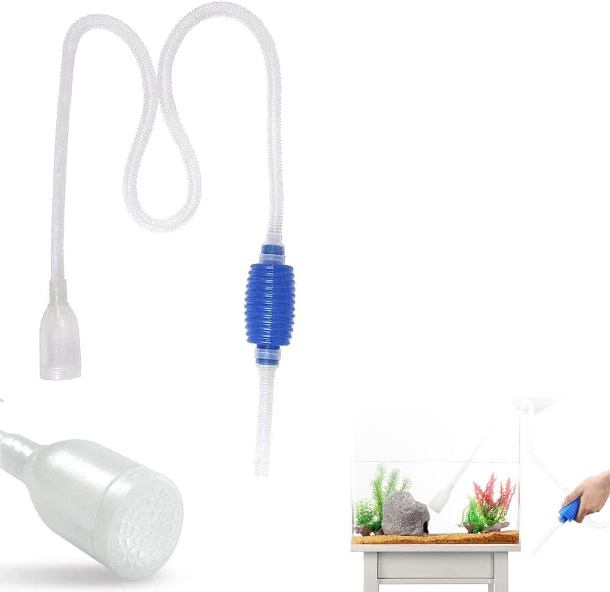 Thijox - Grindreiniger voor Aquaria, Aquarium Sifon, Visafvalreiniger, Waterwissel Apparaat, Flexibele Sifon voor Zandfilterreiniging, Hoogwaardig Kun