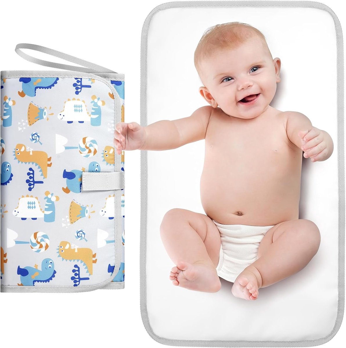 Thijox - Draagbaar Aankleedkussen voor Baby's - Opvouwbaar Reisaankleedkussen - Waterdicht en Comfortabel - Grijs - Ideaal voor Wandelen, Reizen, en T