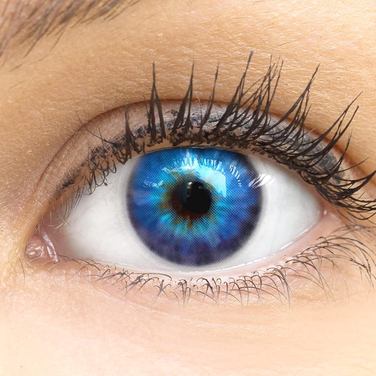 SnelShoppen - GLAMLENS Volledig Dekkende Natuurlijke Gekleurde Contactlenzen Cagliari Blue - Silicone Comfort - 0.00 Dioptrieën - 1 Paar (2 Stuks) - I