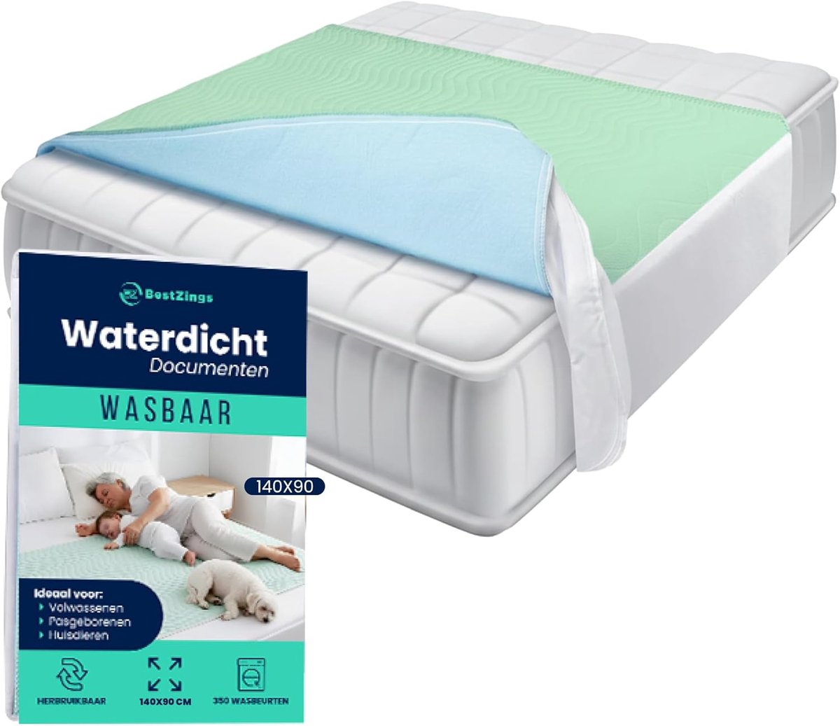 Thijox - Onderleggers voor Volwassenen - Herbruikbare Pee-Stop Matrasbeschermer 135x90 cm - Waterdicht, Absorberend, Zacht Katoen - Ideaal voor Incont