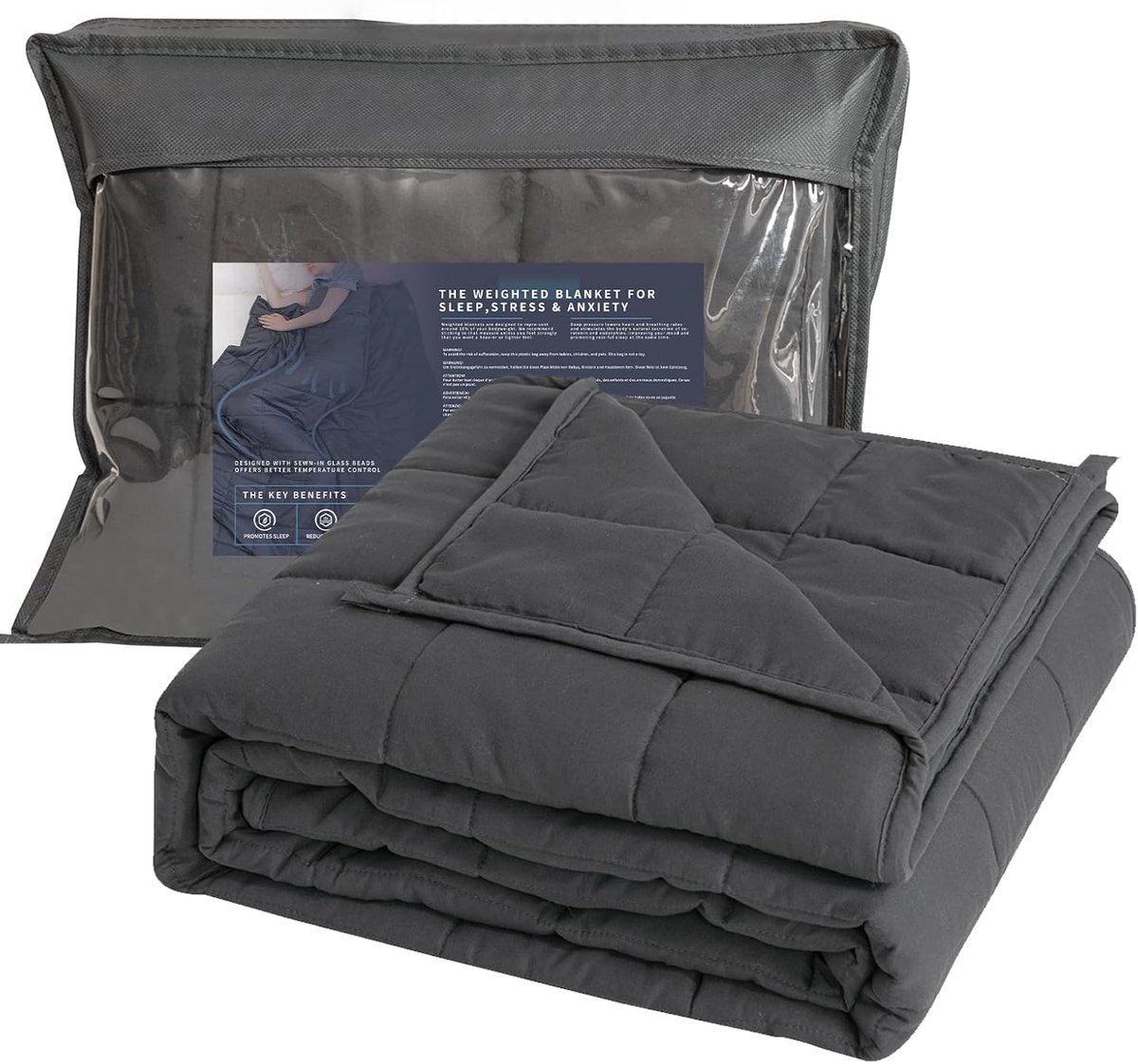 Thijox - Good Nite Verzwaringsdeken voor Volwassenen en Kinderen - Grijze Ontspanningsdeken 150 x 200 cm - 8 kg Gewogen Deken voor Ontspanning en Stre