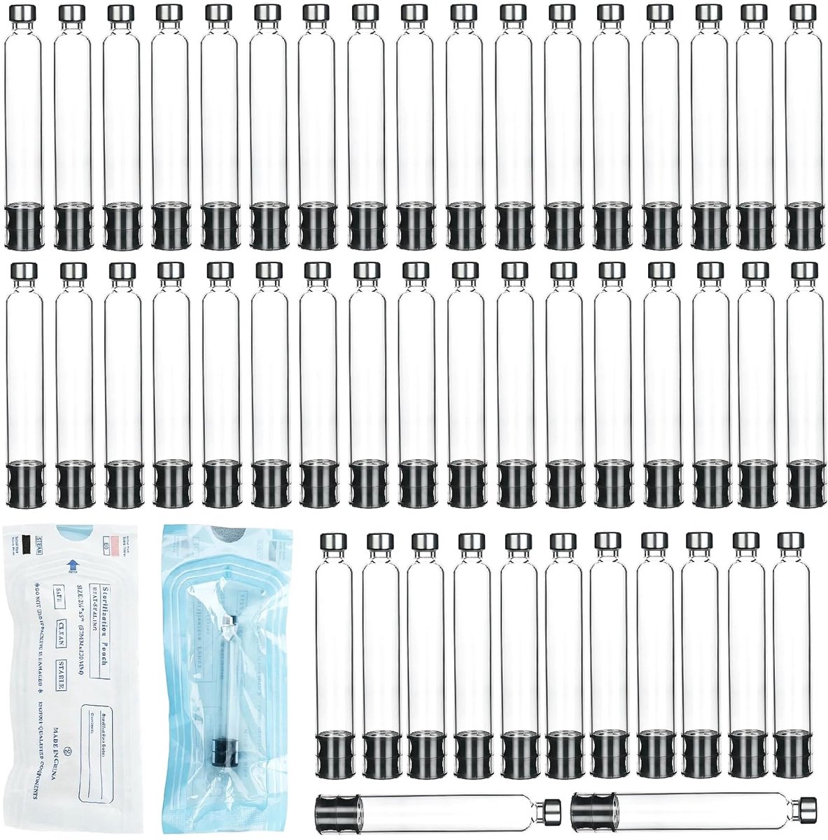 Thijox - 50 stuks 3 ml cartridge in pen, gesteriliseerde lekvrije cartridges, hoogwaardige rubberen stop, aluminium dop, veilig voor gebruik, ideaal v