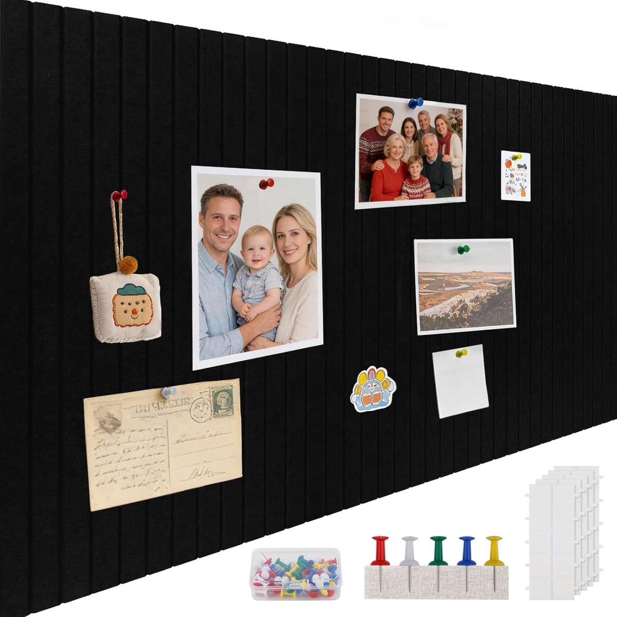 Thijox - 120 x 90 cm Groot Kurkbord, Vilten Prikbord 0,9 cm Dik met 100 Pushpins en Zelfklevende Sticker, Wanddecoratie voor Kantoor, Keuken, School,