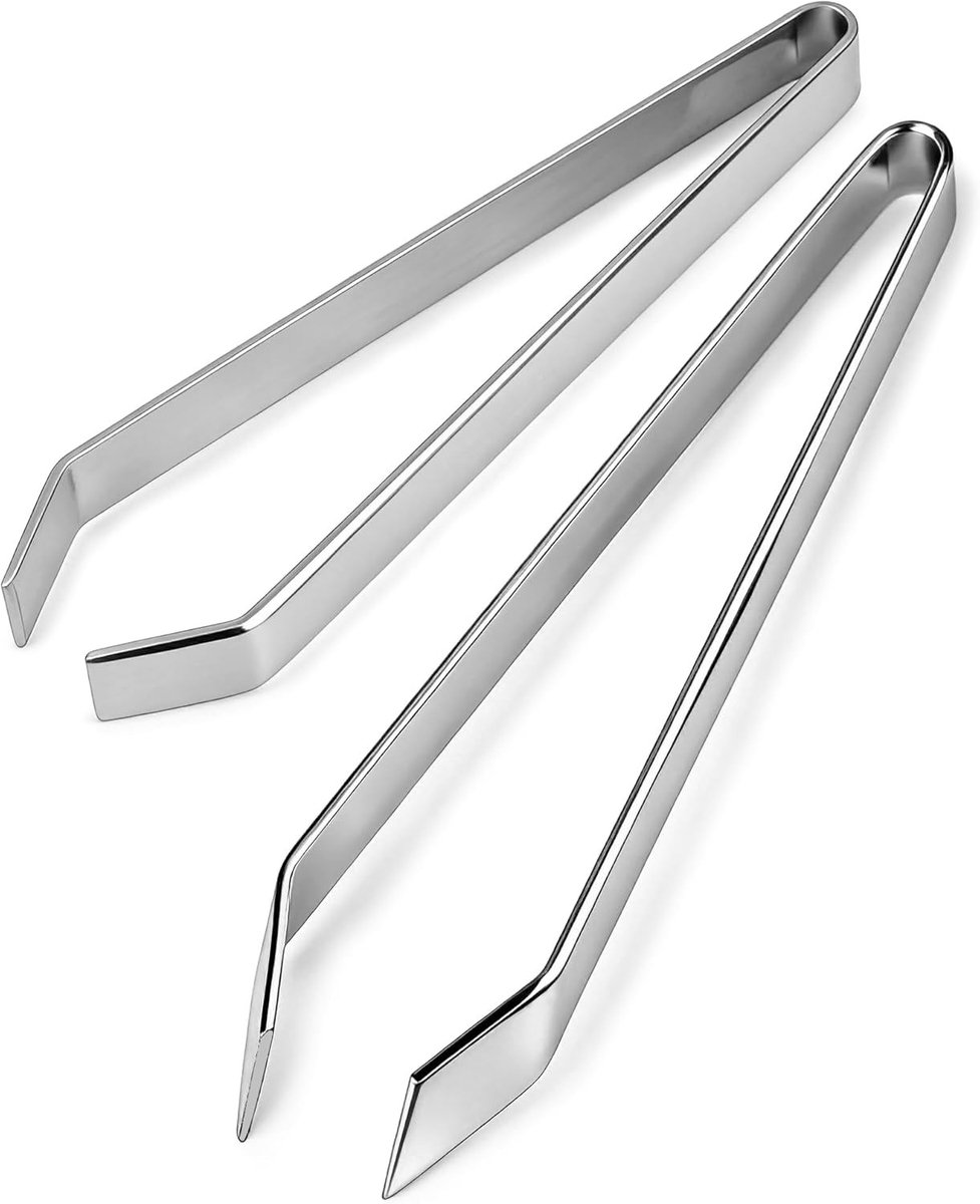 Professionele RVS Visgraat Pincet Set van 2 Stuks, Roestvrij, Geschikt voor Keuken en Zeevruchten, 12 cm